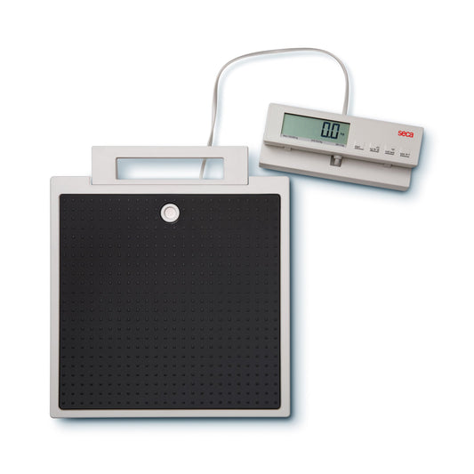 Floor Scale with Remote Indicator seca® 869 LCD Display 550 lbs. / 250 kg Capacity Black AC Adapter / Battery Operated