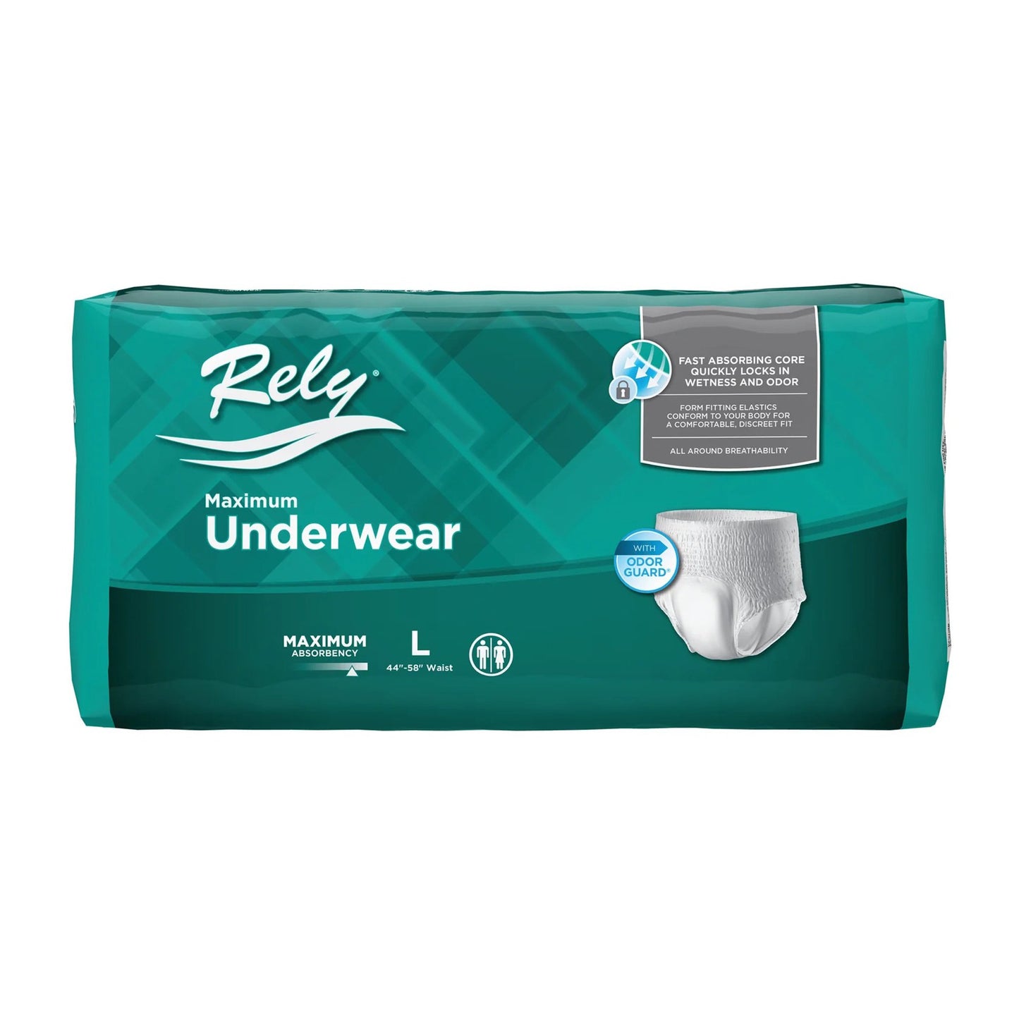 Unisex Adult Absorbent Underwear Rely® Maximum Pull On with Tear Away Seams Large Disposable Heavy Absorbency