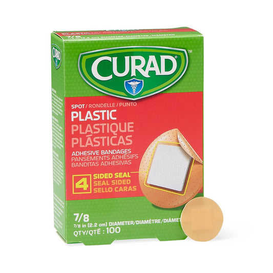 Adhesive Spot Bandage Curad® Plastic Tan 7/8 Inch Diameter Sterile
