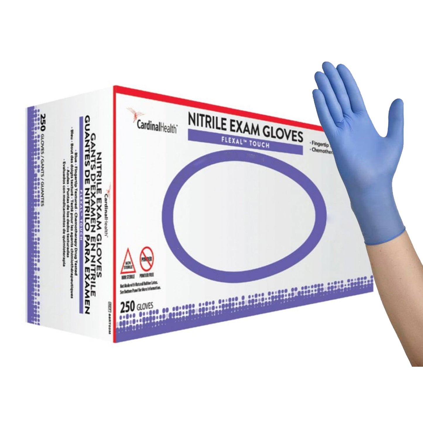 Exam Glove FLEXAL™ Touch Medium NonSterile Nitrile Standard Cuff Length Textured Fingertips Blue Chemo Tested