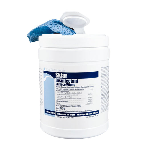 Surface Disinfectant Cleaner Sklar® Premoistened Alcohol Based Manual Pull Wipe 100 Count Canister Alcohol Scent NonSterile
