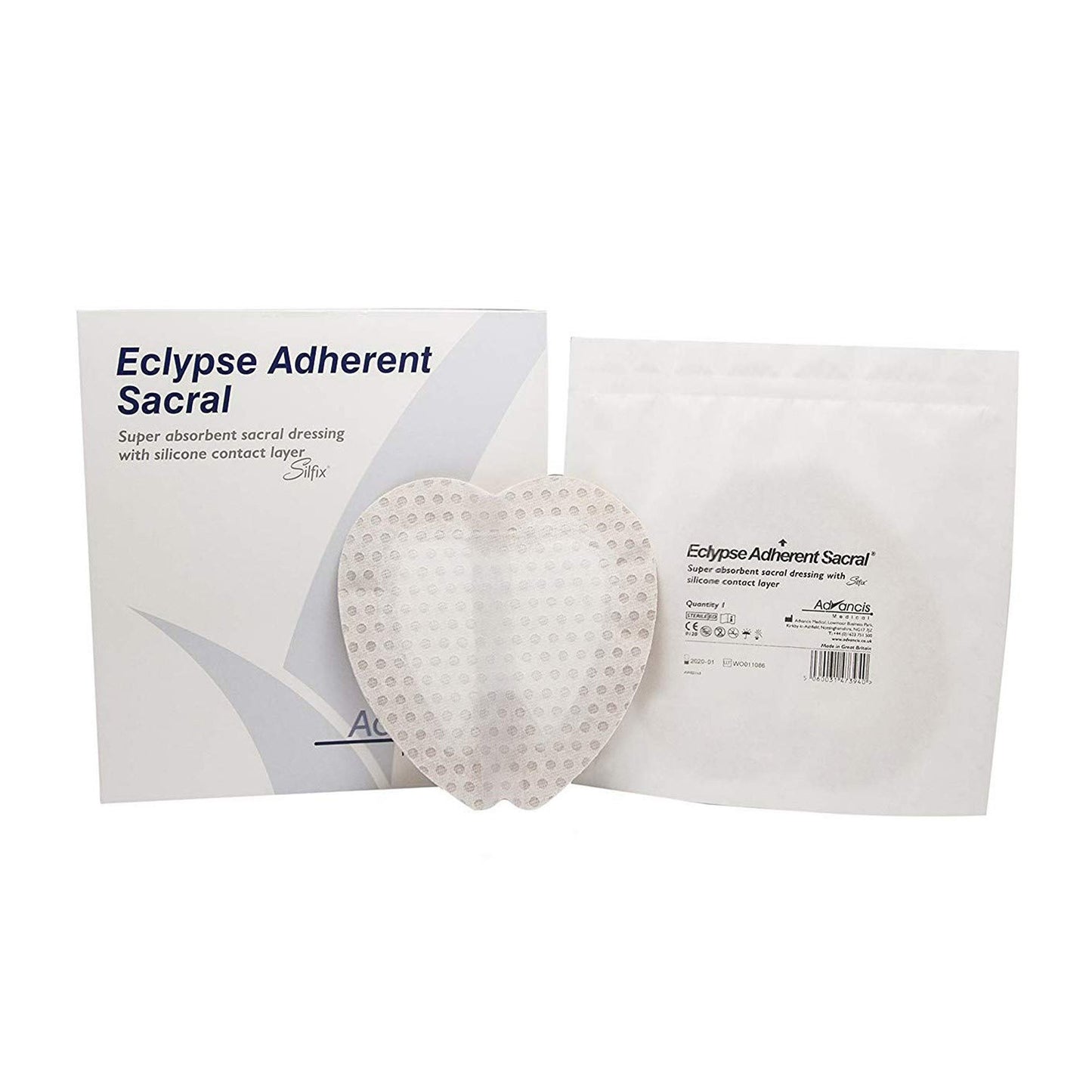 Super Absorbent Dressing Eclypse® Adherent Sacral 8-1/2 X 9 Inch Sacral