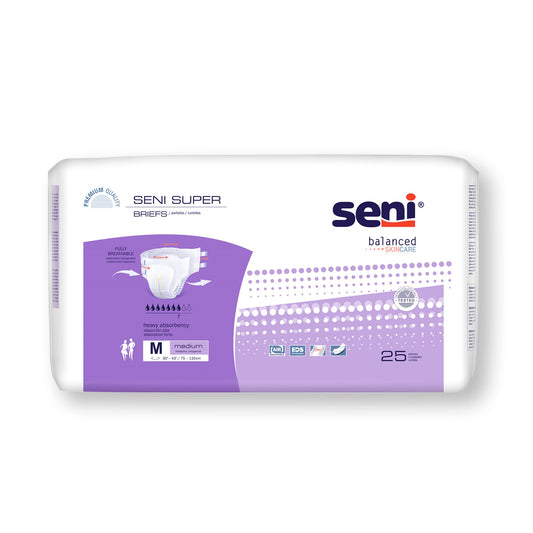 Unisex Adult Incontinence Brief Seni® Super Medium Disposable Heavy Absorbency