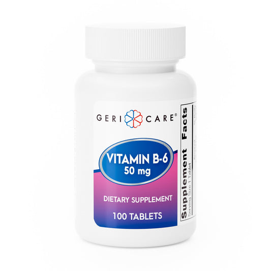 Vitamin Supplement Geri-Care® Vitamin B6 50 mg Strength Tablet 100 per Bottle