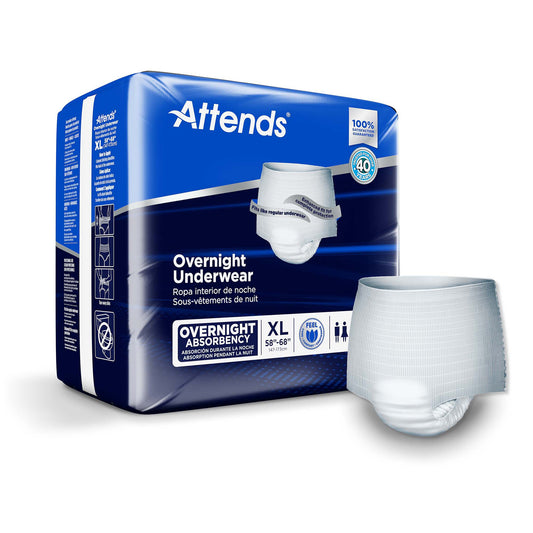 Unisex Adult Absorbent Underwear Attends® Overnight Pull On with Tear Away Seams X-Large Disposable Heavy Absorbency