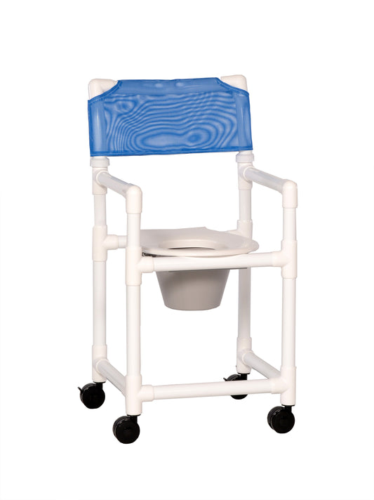 Commode / Shower Chair ipu® Standard Fixed Arms PVC Frame Mesh Backrest 20-1/2 Inch Seat Width 300 lbs. Weight Capacity