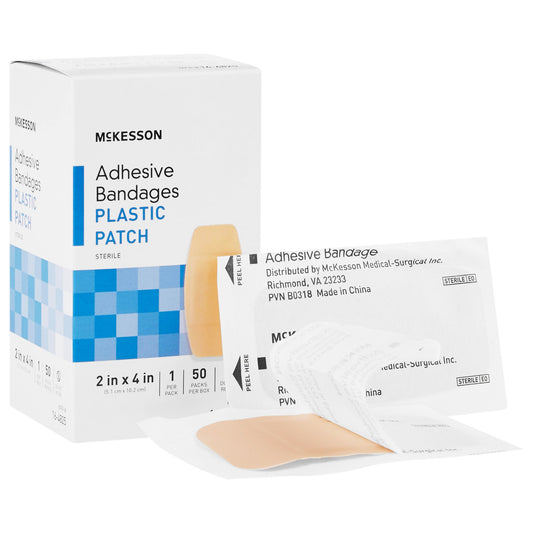 Adhesive Strip McKesson Plastic Tan 2 X 4 Inch Sterile