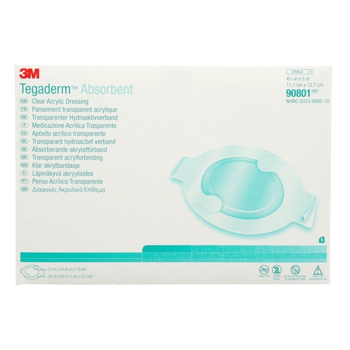 Absorbent Transparent Film Dressing 3M™ Tegaderm™ Absorbent 4-3/8 X 5 Inch Oval Sterile