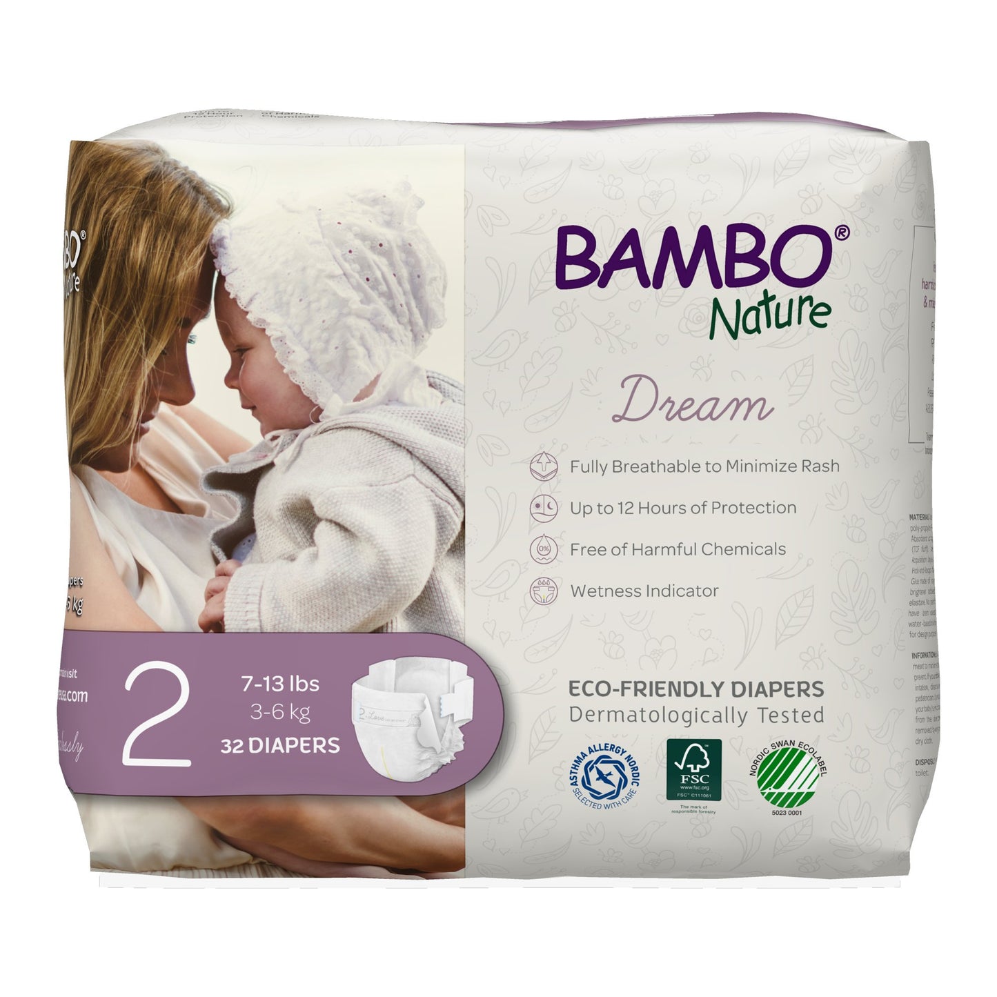 Unisex Baby Diaper Bambo® Nature Dream Size 2 Disposable Heavy Absorbency