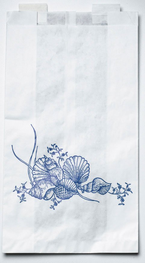 Bedside Bag 3-1/2 X 6-1/2 X 11.8 Inch White / Blue Floral Print Plastic