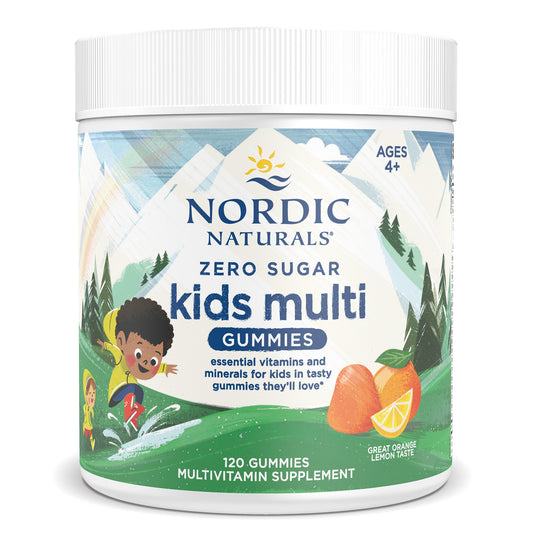 Dietary Supplement Nordic Naturals® Zero Sugar Kids Multi Vitamin A 300 mcg Strength Gummy 120 per Bottle Orange Lemon Flavor