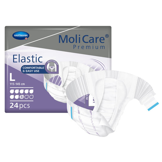 Unisex Adult Incontinence Brief MoliCare® Premium Elastic 8D Large Disposable Heavy Absorbency