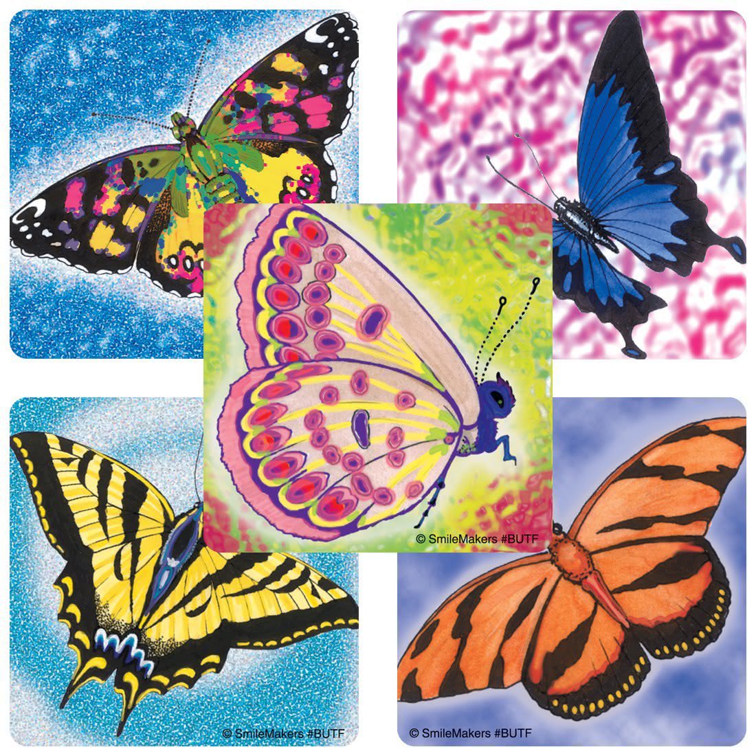 SmileMakers® 100 per Box Butterflies Sticker 2-1/2 Inch
