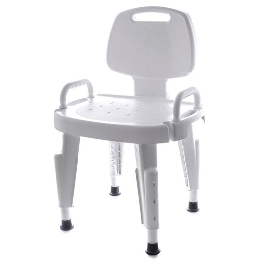 Bath Bench Maddak Removable Arms Plastic Frame Removable Backrest 17 Inch Seat Width 300 lbs. Weight Capacity