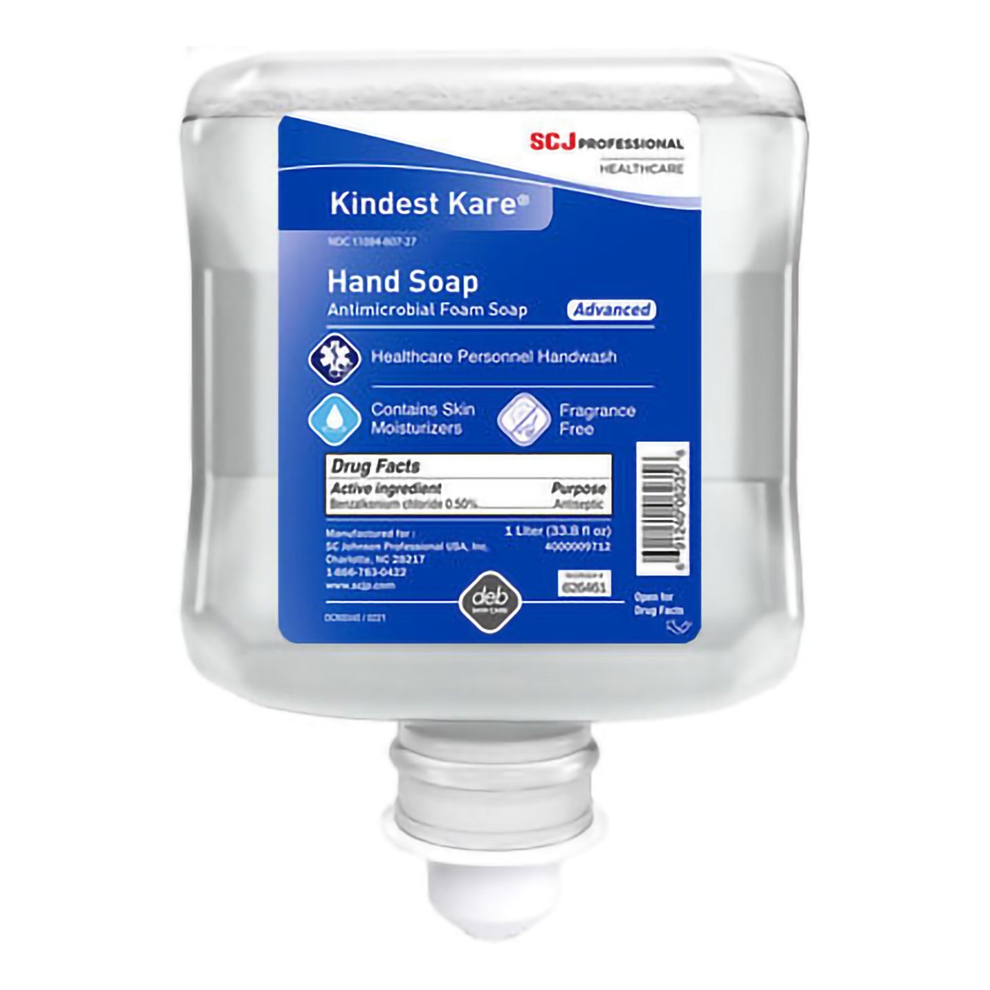 Antimicrobial Soap Kindest Kare® Advanced Foaming 1,000 mL Dispenser Refill Bottle Unscented