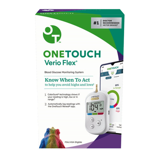Blood Glucose Meter OneTouch Verio Flex® 5 Second Results Stores up to 500 Results No Coding Required