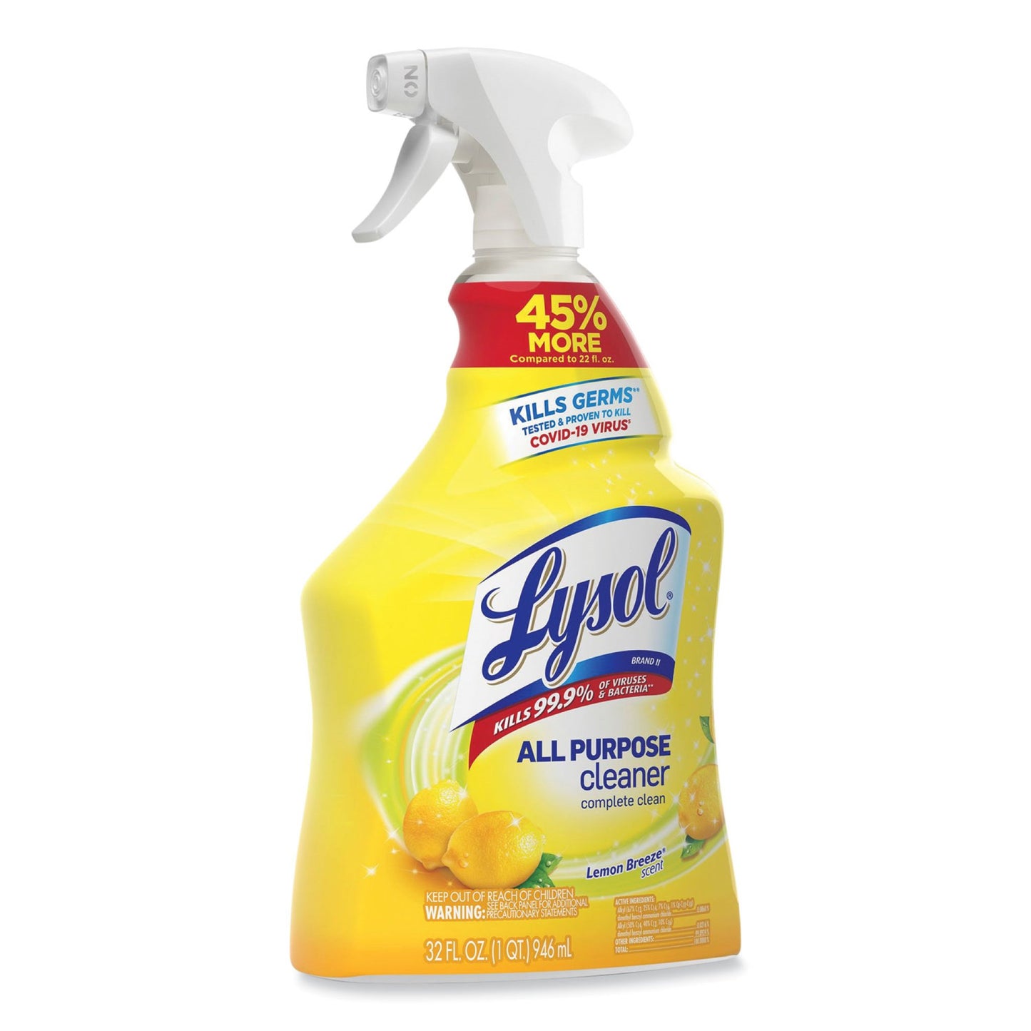 Surface Disinfectant Cleaner Lysol® All Purpose Trigger Spray Liquid 32 oz. Bottle Lemon Breeze Scent NonSterile