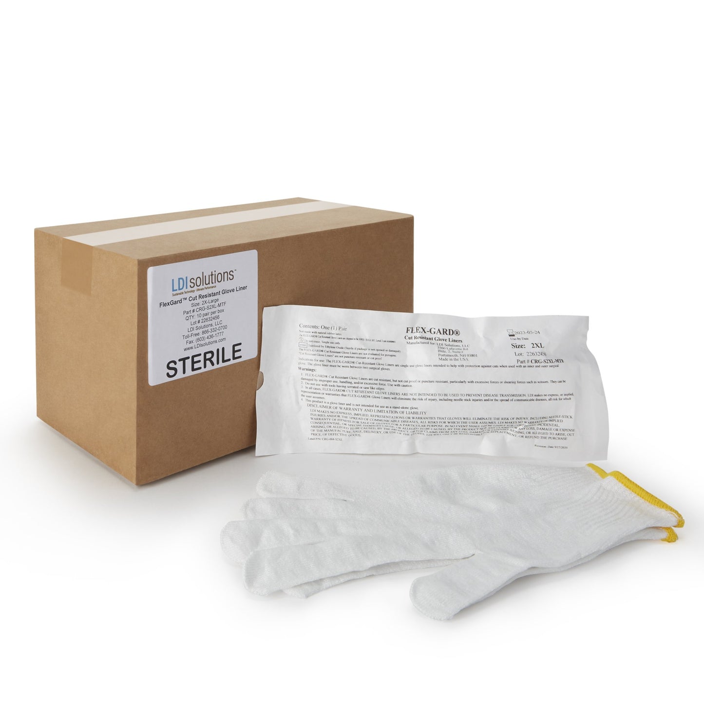 Cut Resistant Glove Liner Flex-Gard™ Full-Finger HDPE / Spandex / Polyester White 2X-Large