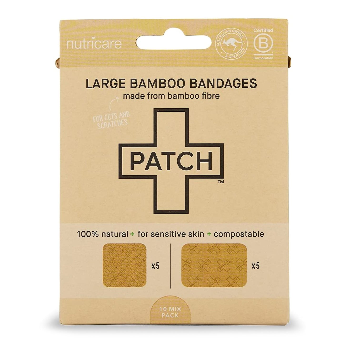 Adhesive Strip Patch™ Bamboo Tan 2 X 3 Inch / 3 X 3 Inch Sterile
