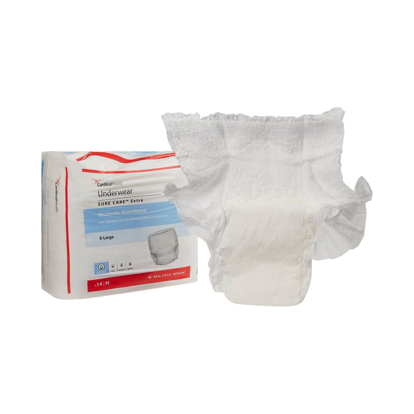 Unisex Adult Absorbent Underwear Sure Care™ Extra Pull On with Tear Away Seams X-Large Disposable Moderate Absorbency