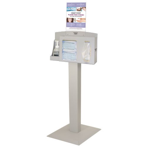 Hygiene Dispensing Station BOWMAN® Floor Stand Quartz Beige 18.00 X 18.00 X 59.10 Inch Aluminum / Cold Rolled Steel / PETG Plastic