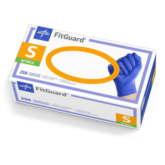 Exam Glove FitGuard™ Small NonSterile Nitrile Standard Cuff Length Textured Fingertips Dark Blue Chemo Tested