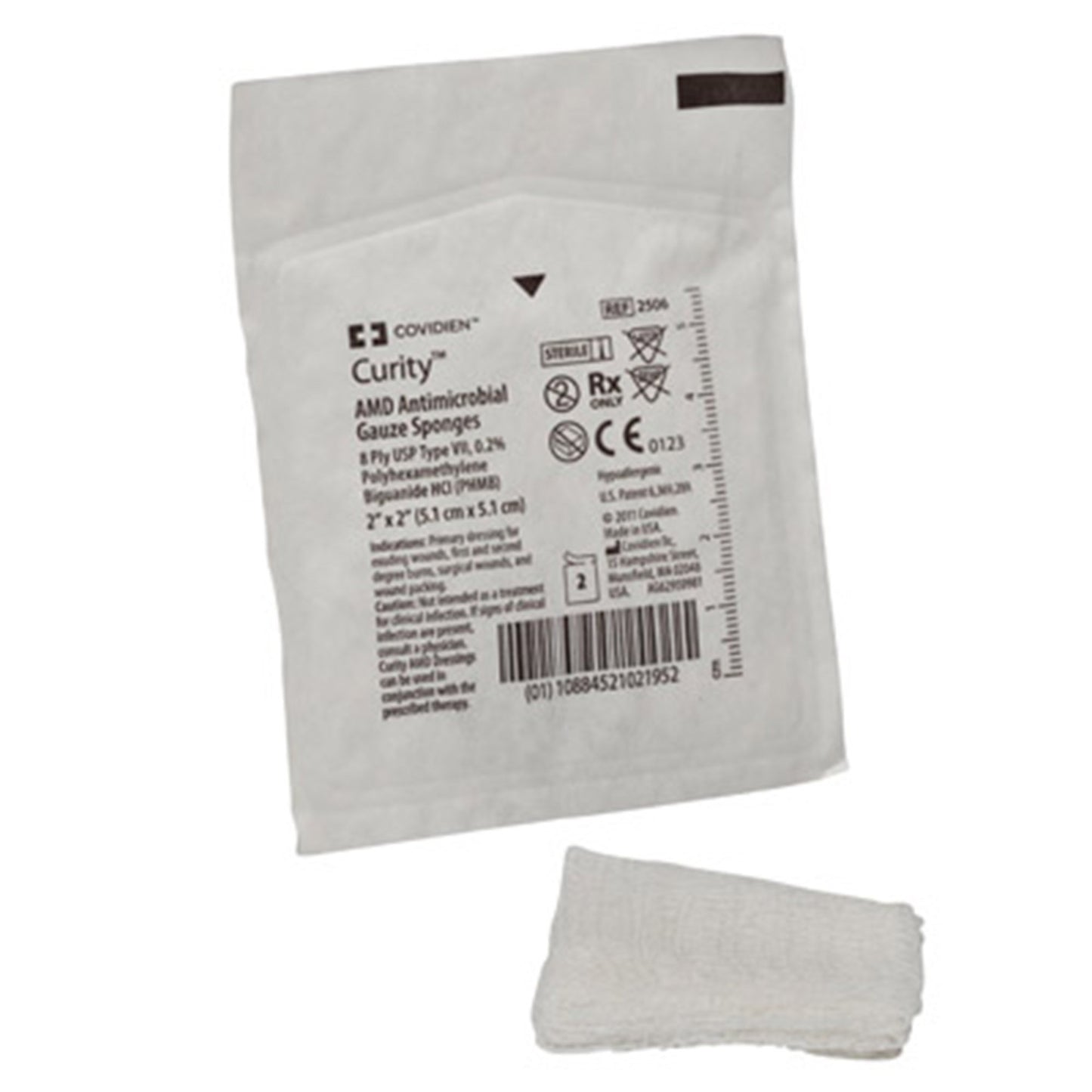 Antibacterial Gauze Sponge Curity™ AMD™ 2 X 2 Inch 8-Ply Sterile 2 per Pack