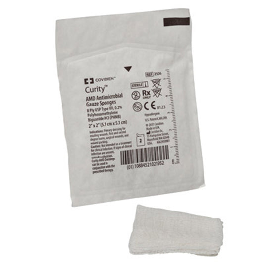 Antibacterial Gauze Sponge Curity™ AMD™ 2 X 2 Inch 8-Ply Sterile 2 per Pack