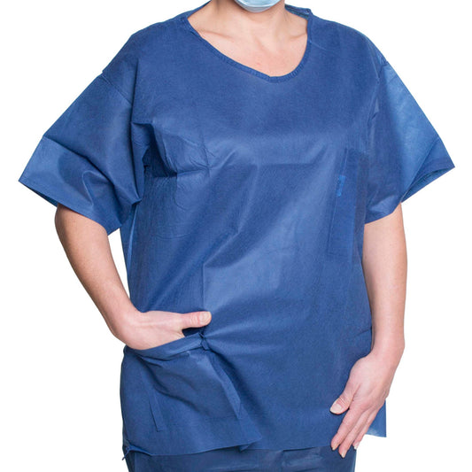 Scrub Shirt Dukal X-Large Dark Blue 2 Pockets Short Sleeve Unisex