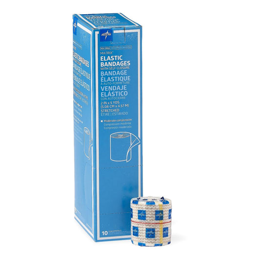Elastic Bandage Matrix 2 Inch X 5 Yard Double Hook and Loop Closure Natural NonSterile Medium Compression