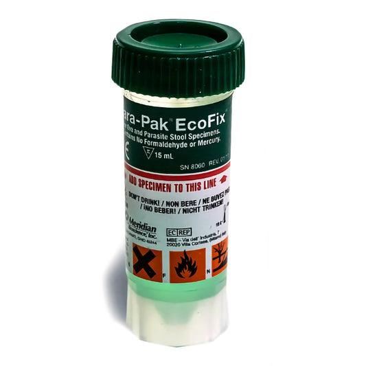 Stool Specimen Container EcoFix® 15 mL Fill (0.5 oz.) Screw Cap with Sampling Device NonSterile