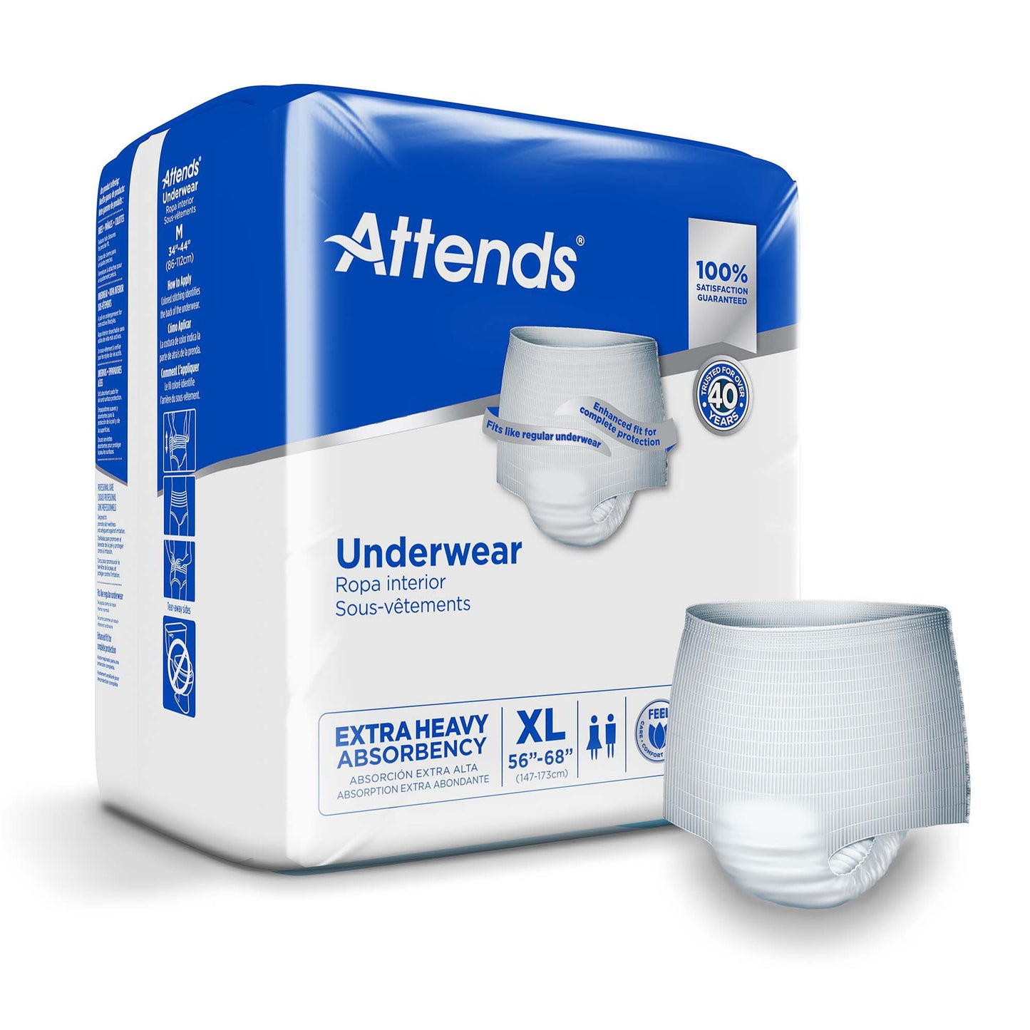 Unisex Adult Absorbent Underwear Attends® Care Pull On with Tear Away Seams X-Large Disposable Heavy Absorbency