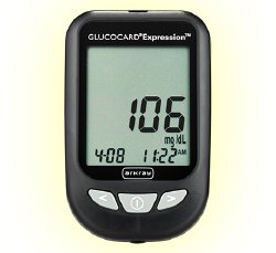 Blood Glucose Meter Glucocard® Expresson™ 6 Second Results Stores up to 7 Results No Coding Required