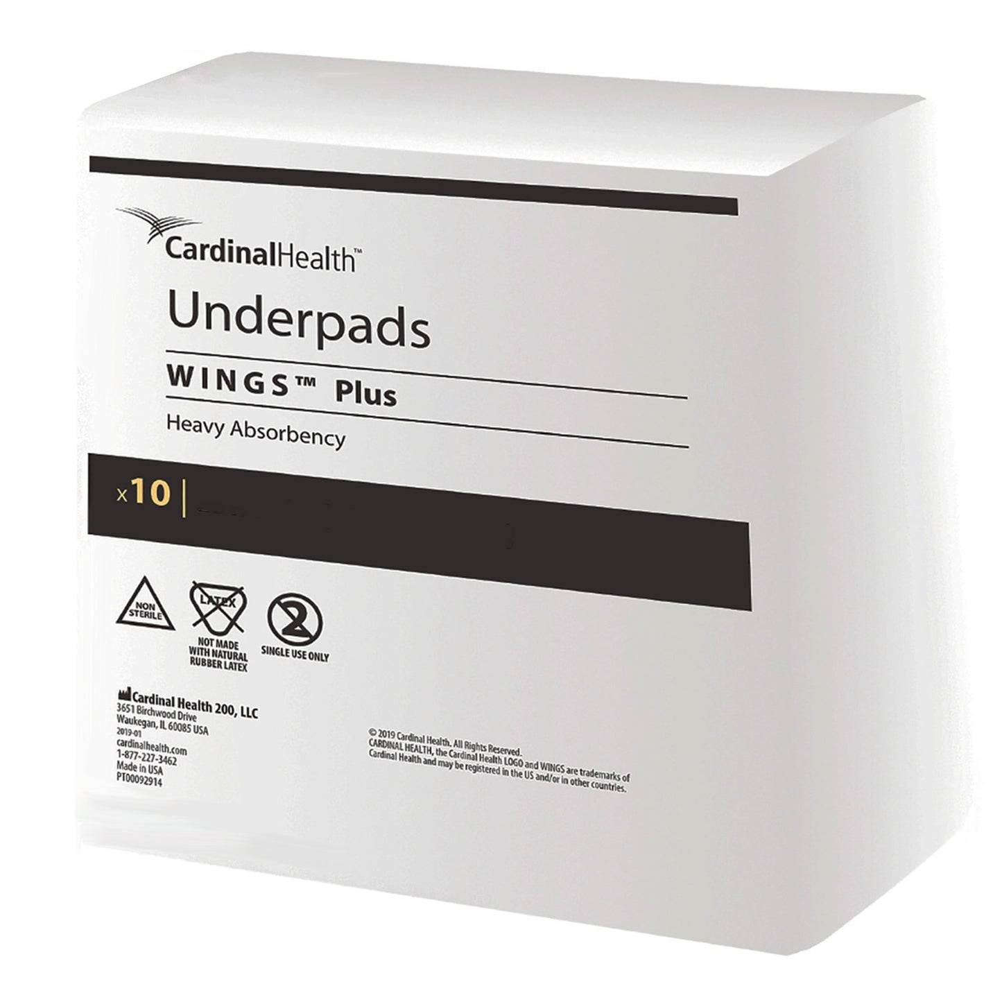 Disposable Underpad Wings™ Plus 30 X 30 Inch Fluff / Polymer Heavy Absorbency