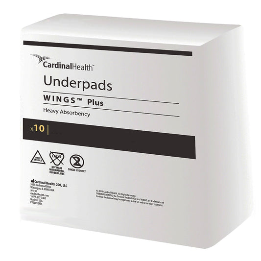 Disposable Underpad Wings™ Plus 30 X 30 Inch Fluff / Polymer Heavy Absorbency