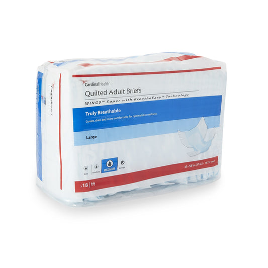 Unisex Adult Incontinence Brief Wings™ Super Quilted Large Disposable Heavy Absorbency