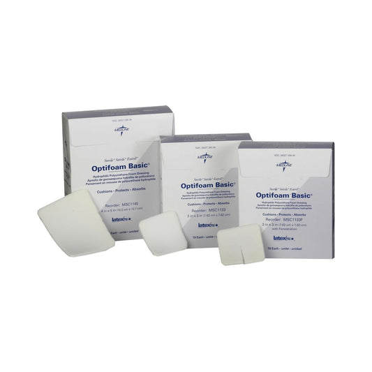 Foam Dressing Optifoam® Basic 3 X 3 Inch Without Border Without Film Backing Nonadhesive Fenestrated Square Sterile