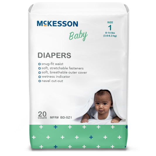 Unisex Baby Diaper McKesson Size 1 Disposable Heavy Absorbency