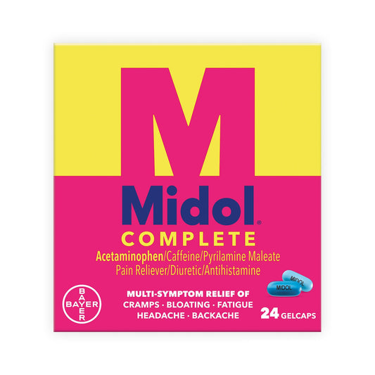 Cramp Relief Midol® Complete 500 mg - 60 mg - 15 mg Strength Acetaminophen / Caffeine / Pyrilamine Maleate Gelcap 24 per Box