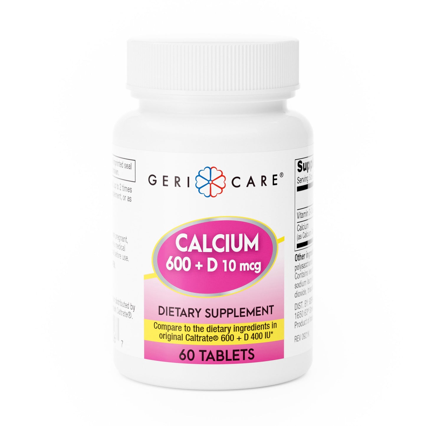 Joint Health Supplement Geri-Care® Calcium / Vitamin D 600 mg - 400 IU Strength Tablet 60 per Bottle