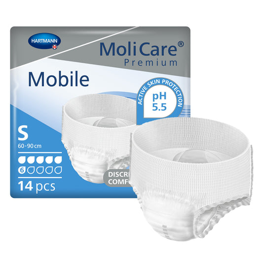 Unisex Adult Absorbent Underwear MoliCare® Premium Mobile 6D Pull On with Tear Away Seams Small Disposable Moderate Absorbency