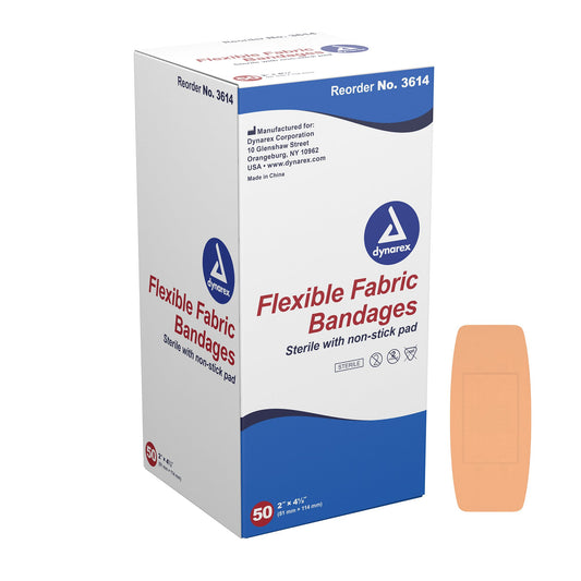 Adhesive Strip Dynarex® Fabric Tan 2 X 4-1/2 Inch Sterile