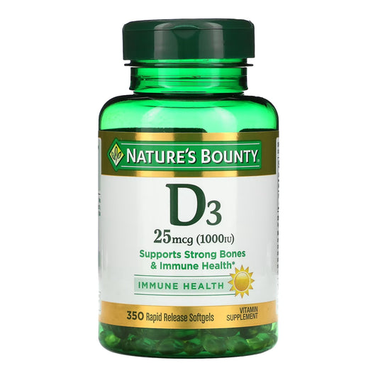 Vitamin Supplement Nature's Bounty® D3 1,000 IU Strength Softgel 350 per Bottle