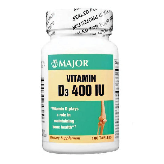 Vitamin Supplement Major® Vitamin D3 400 IU Strength Tablet 100 per Bottle