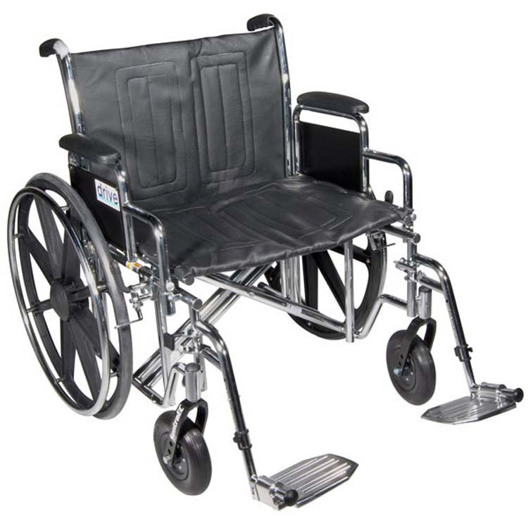 Bariatric Wheelchair drive™ Sentra EC Heavy Duty Dual Axle Full Length Arm Elevating Legrest Black Upholstery 24 Inch Seat Width Adult 450 lbs. Weight Capacity