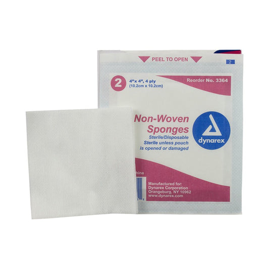 Nonwoven Sponge Dynarex® 4 X 4 Inch 4-Ply Sterile 2 per Pack
