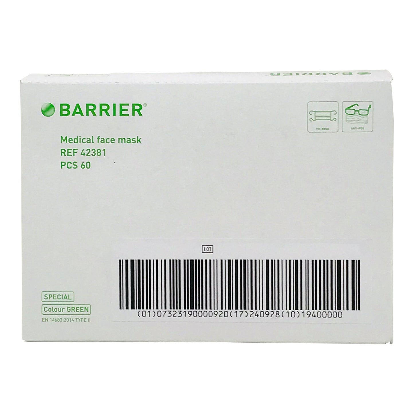 Surgical Mask Barrier® Special Anti-fog Not Rated Tie Closure One Size Fits Most