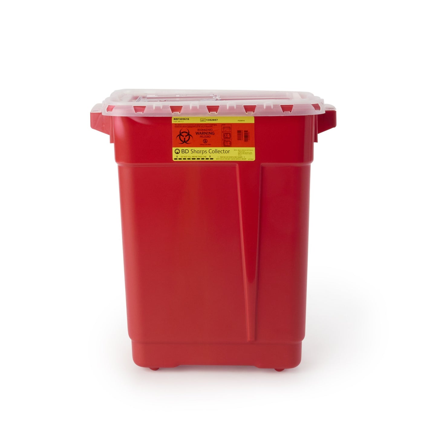 Sharps Container BD™ Red Base 18-1/2 X 17-3/4 X 11-3/4 Inch Vertical Entry 9 Gallon