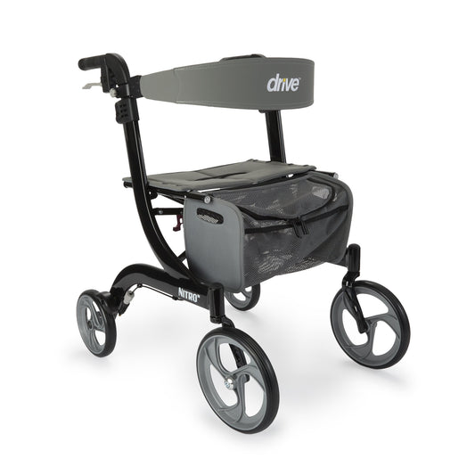 4 Wheel Rollator drive™ Nitro Black Adjustable Height / Folding Aluminum Frame