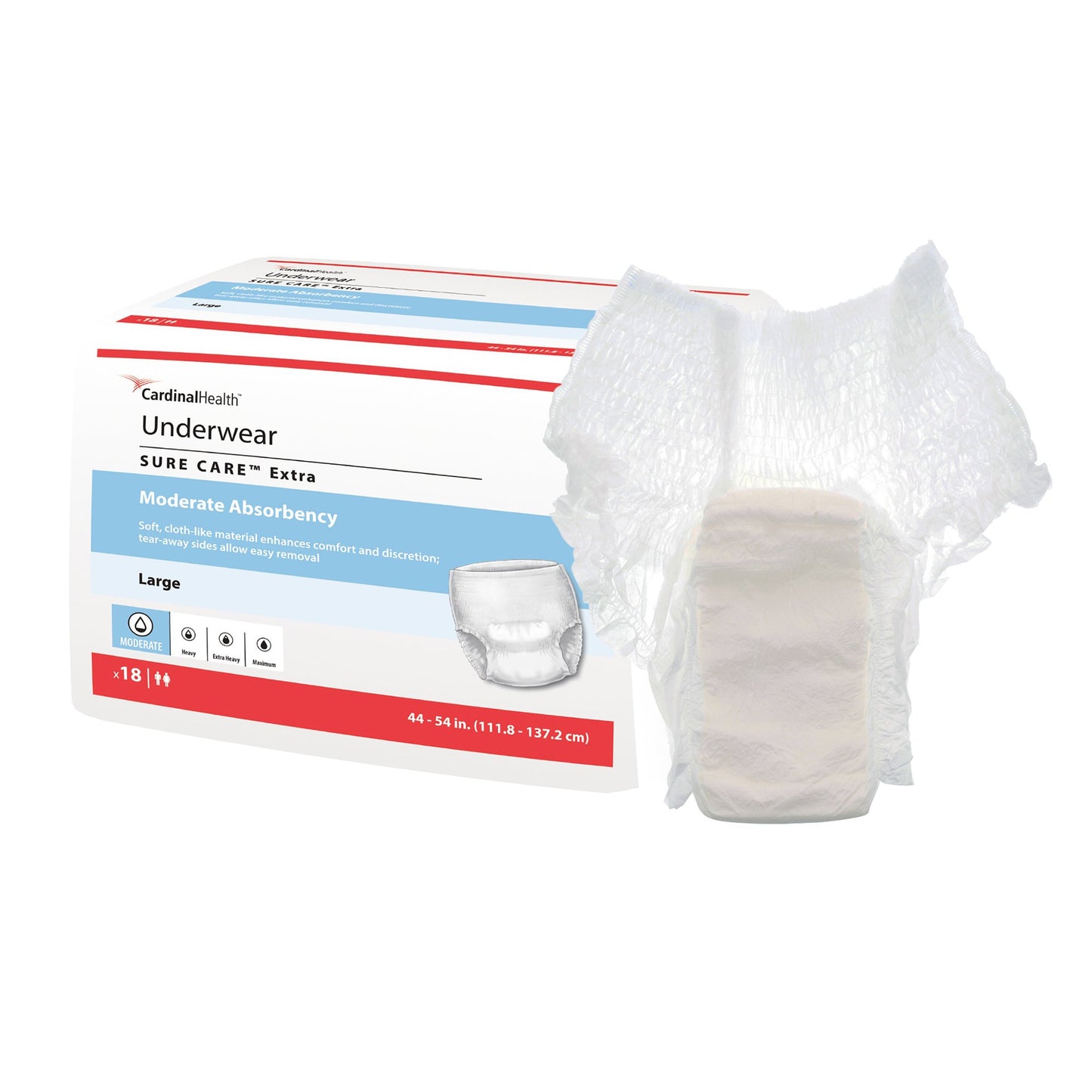 Unisex Adult Absorbent Underwear Sure Care™ Extra Pull On with Tear Away Seams Large Disposable Moderate Absorbency